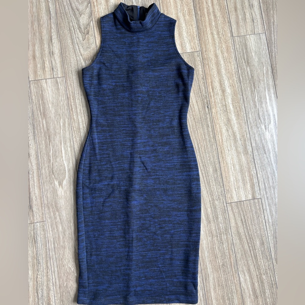 Sleeveless Winter Pencil Blue Dress